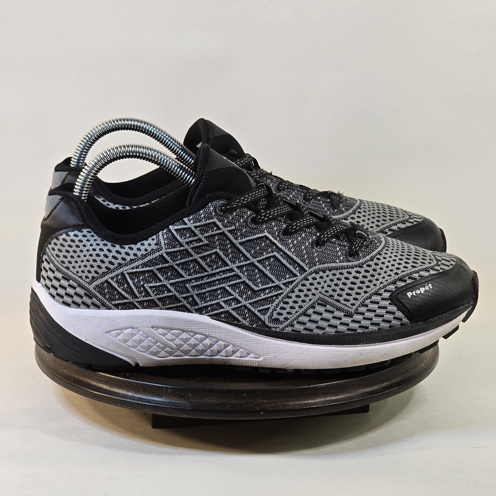 Propet Shoes Womens Size 8.5 Gray Black Mesh Athletic Walking Comfort Sneakers